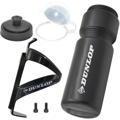 Shishe uji për biçikletë Dunlop, 750 ml, me mbajtëse, e zezë
