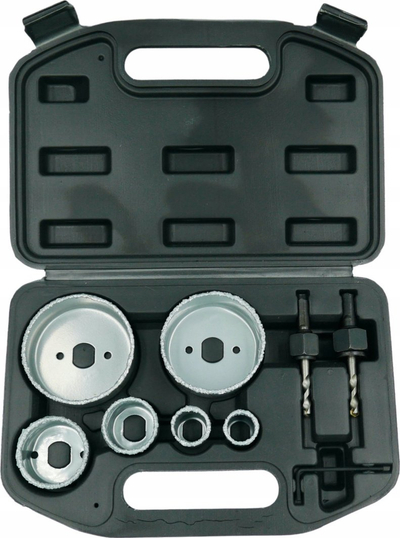 Set sharra rrethore tungsten Geko, 22-73mm, 9 copë, argjendtë