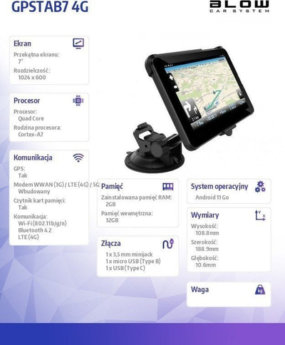 Tablet navigimi Blow GPSTAB7, 7", 32GB, 4G, i zi