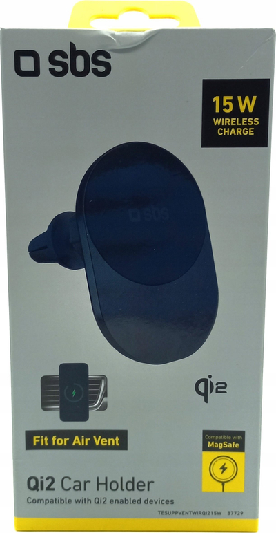 Mbajtëse telefoni me karikim pa tel SBS TESUPPVENTWIRQI2, Qi2 15W, MagSafe, e zezë