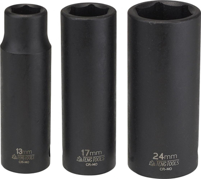 Soket goditës 16mm, 1/2", 6 pika, çelik chrome molybdenum, i zi