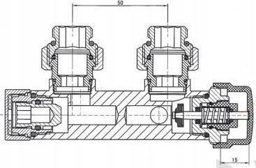 Set valvulash termostatike Radiator Duoplex Reversible, distancë 50 mm, mbrojtje nga ngrirja, i zi