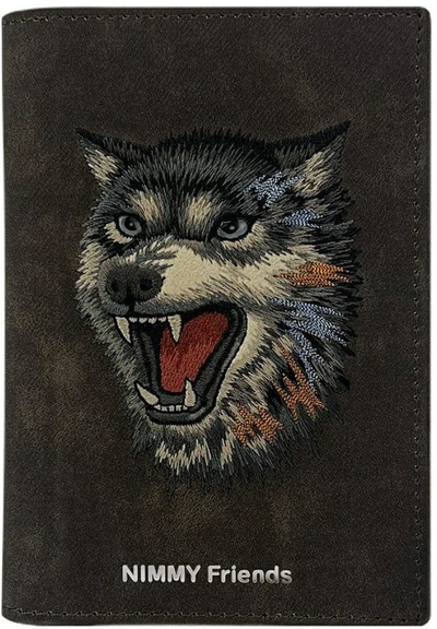 Portofol pasaporte Nimmy Passport Case Wallet Raptor Wolf, për letra, kafe