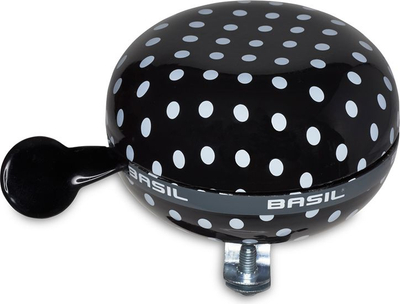Zile biçiklete Basil Big Bell Polkadot, 80 mm, e zezë me pika të bardha