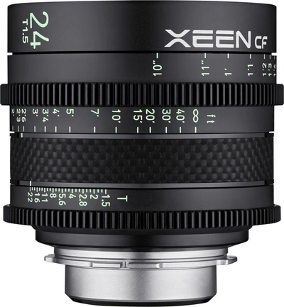 Lente Xeen CF 24mm, T1.5 FF Sony E, e zezë