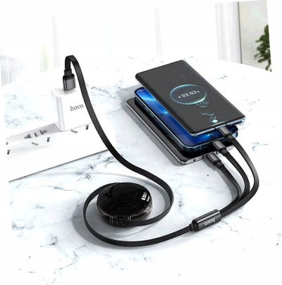 Kabllo karikimi Hoco X78 3n1, USB A në Lightning Micro USB Type C, 1m, 2A, e zezë