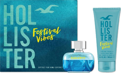 Set parfum Hollister Festival Vibes For Him, EDT 50 ml, xhel dushi dhe shampo 100 ml
