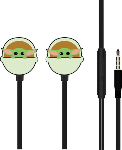 Kufje me kabllo Ert Group Star Wars Mandalorian Baby Yoda, 3.5mm, me mikrofon, të zeza
