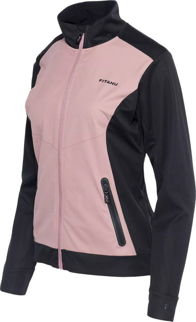 Xhaketë softshell për goca Fitanu Ferri W, që s’e kap kollaj uji, me kapuç, rozë me të zezë
