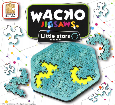 Loja puzzle Wacko Jigsaws Little Stars, bazë gjashtëkëndore druri, puzzle logjik për kalamaj 8+