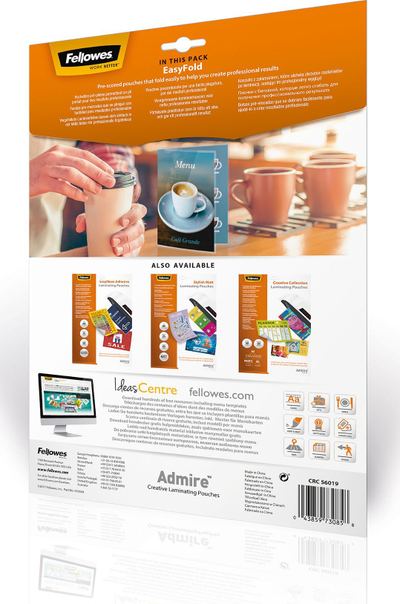 Fleta plastifikimi Fellowes Admire EasyFold A4, 80 mikron, 25 copë, transparente