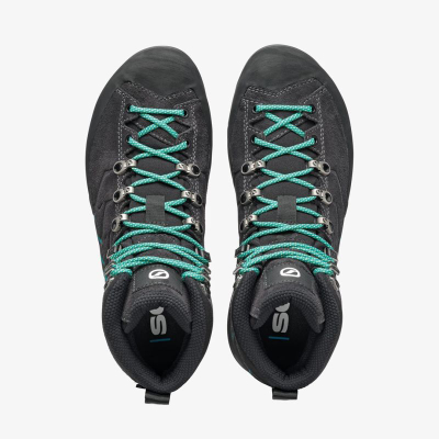 Çizme treking Scarpa Mescalito Trek Mid GTX për goca, Gore‑Tex, taban Vibram, gri me të zezë