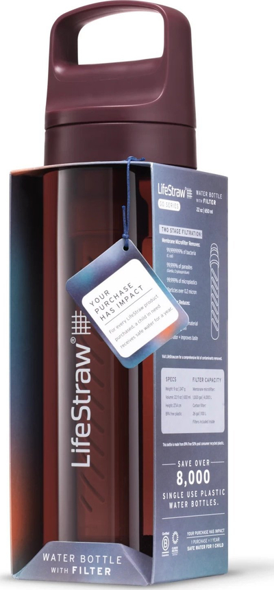 Shishe uji LifeStraw Go Series LGV422MRWW, 650ml, me filter, e kuqe merlot