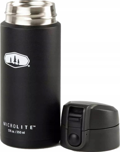 Shishe termike GSI Microlite 350 Flip, 350 ml, çelik inox, e zezë