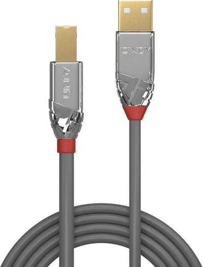 Kabllo USB Lindy 36644, USB A në USB B, 5 m, gri