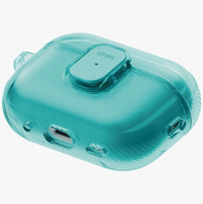Këllëf UNIQ Glase Pro për AirPods Pro 3, transparent, me kapëse, ngjyrë teal