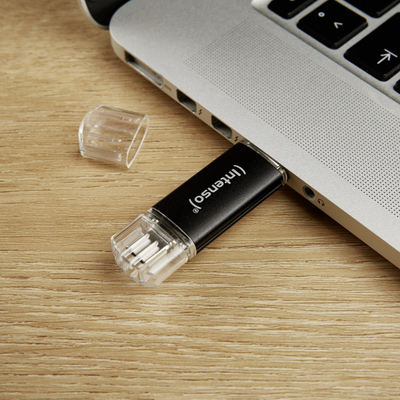 USB Intenso Twist Line, 32GB, me dy dalje USB C dhe USB A, ngjyrë antracit