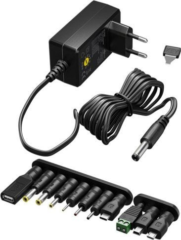 Adapter universal energjie Baose, 3V-12V 27W, 11 konektorë, i zi