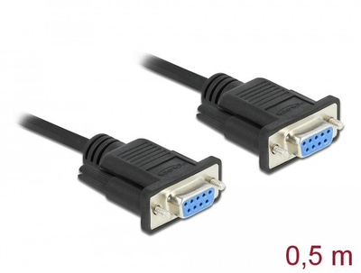 Kabllo seriale DeLOCK 86614, RS-232 null modem, 0.5 m, e zezë
