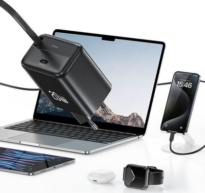 Karikues rrjeti Usams, 1x USB-C, kabllo USB-C tërheqëse, 20W PD QC, i bardhë