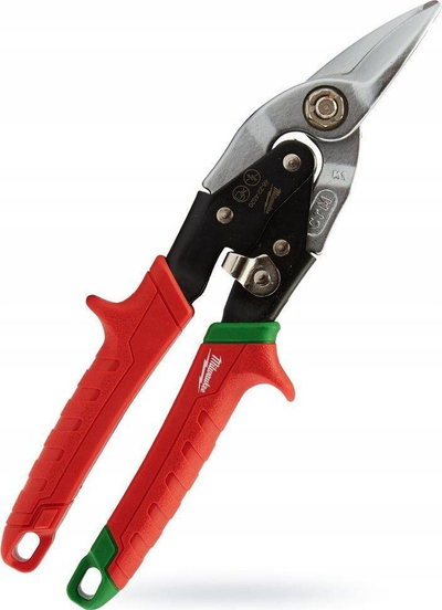 Gërshërë llamarine Milwaukee Aviation Snips, prerje djathtas, dorezë ergonomike, të kuqe