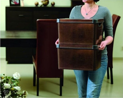 Кутија за складирање Curver Deco Leather, големина L, со капак, кафеава