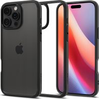 Këllëf telefoni Spigen Crystal Hybrid, për iPhone 6.9" 2024, transparant, i zi mat