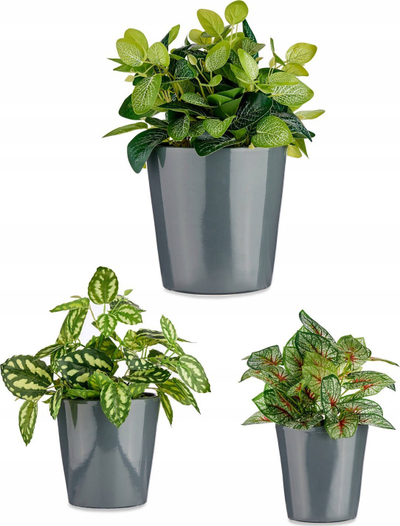 Set vazo qeramike DKD HOME DECOR, 3 copë, 14-22 cm, shumëngjyrëshe