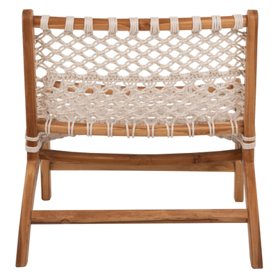 Karrige Antib druri teak natyral & litar i bardhë 65×78×68 cm (HM9466.01), bardhë