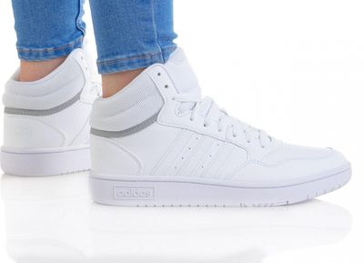 Atlete të larta për kalama Adidas Hoops Mid 3.0 K GW0401, shollë gome, të bardha