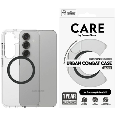 Kapak telefoni PanzerGlass CARE Urban Combat, për Samsung Galaxy S25, me magnet për QI, i tejdukshëm