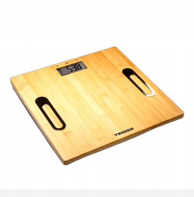 Peshore banjoje Tiross me platformë bambuje, me matje yndyre e uji, 150 kg, ngjyrë druri