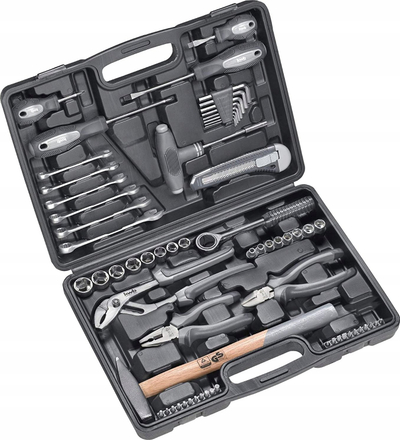Set veglash KWB 375500, 63 pjesë, në kuti plastike, e zezë