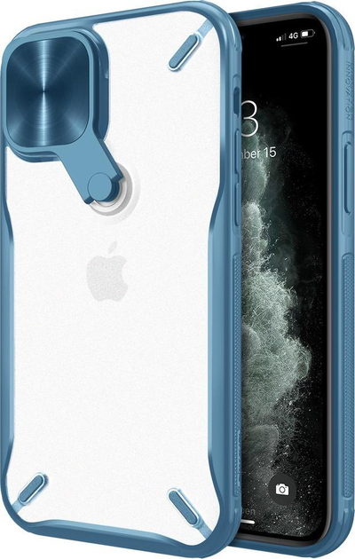 Mbulesë telefoni Nillkin Cyclops për iPhone 13 Pro Max, mbrojtëse TPU PC, kapak kamere me qëndrim, blu