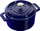 Tenxhere gize Staub Round Cocotte, 24cm, 3.8L, blu e errët