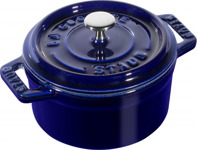 Tenxhere gize Staub Round Cocotte, 24cm, 3.8L, blu e errët