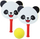 Set lodrash me raketa Soft Foam Panda Bouncing Paddles, 2 copë, shkumë e butë, shumëngjyrëshe