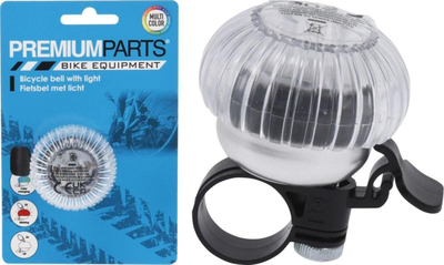 Kambanë biçiklete me dritë LED, 6x6x4.8 cm, vihet kollaj, e zezë