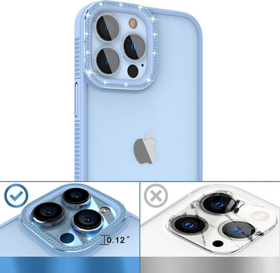 Mbulesë telefoni Kingxbar Sparkle për iPhone 13 Pro Max, TPU PC, me kristale, blu