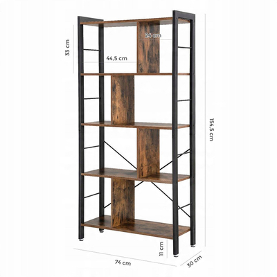 Raft librash Songmics LBC12BX, 5 rafte, metal edhe dru, kafe rustike