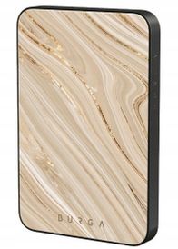 Power bank wireless Burga, 5000mAh, MagSafe Qi USB C PD 20W, ngjyrë mermeri e artë