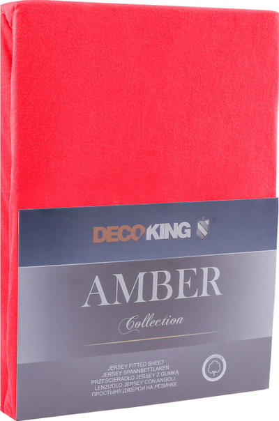Чаршаф со ластик DecoKing Amber, џерси, 120 x 200 cm, црвен