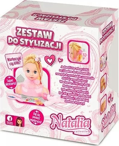 Set stilimi flokësh Mattel Natalia, kokë kukulle me aksesorë, flokë biondë