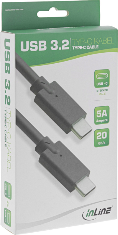 Kabllo USB InLine 35701A, USB C me USB C, 1 m, e zezë