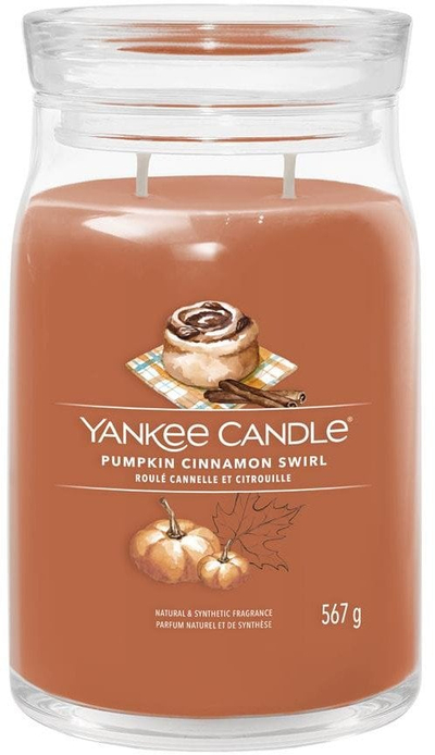 Qiri me erë Debenhams Pumpkin Cinnamon Swirl Signature, kavanoz i madh, erë kanelle, vanilje dhe portokalli