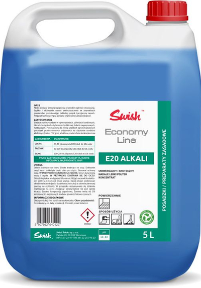 Solucion pastrues Swish E20 Alkali, për dysheme shumë të ndotura, me veprim alkalik