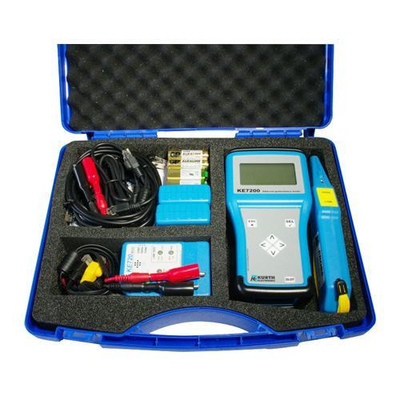 Set testues rrjeti Kurth KE7207 Pro Kit, për LAN dhe linja telefoni, me PoE, blu