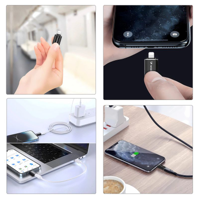 Adapter Lightning në USB C Wozinsky WALC-01, karikim i shpejtë, i zi