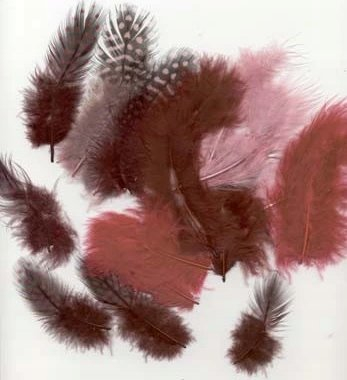 Set puplash zbukuruese Feathers Marabou dhe Guinea Fowl, 18 copë, gri edhe blu
