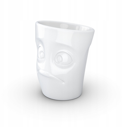 Filxhan porcelani Tassen Mug plus Handle, me dorezë, me fytyrë, i bardhë